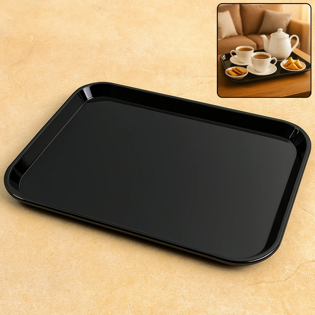ZTK78 Plastic Serving Tray / Plate – 40 × 30 cm (1Pc / Black)
