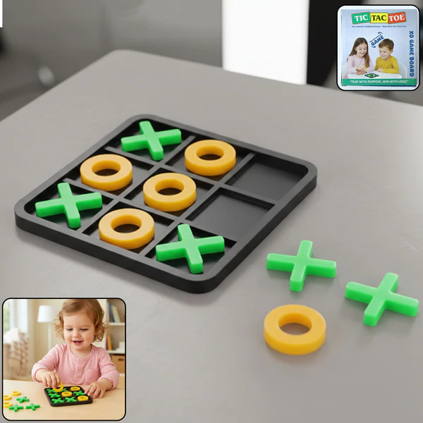 ZTKB30 Classic Tic Tac Toe Board Game for Kids with Interlocking X & O Pieces for Indoor Play 1 Set