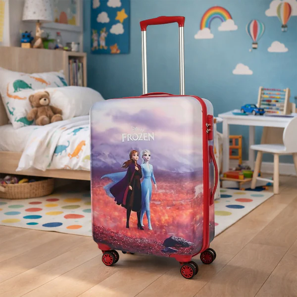 ZTH134 NOVEX Disney Frozen Red Travelling Kids Trolley Bags for Girls Luggage 4 Wheels ( Blue /18 Inch)