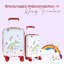 ZTH136 Novex Unicorn Rainbow Red Travelling Kids Trolley Bags for Girls Luggage 4 Wheels ( 22 Inch)