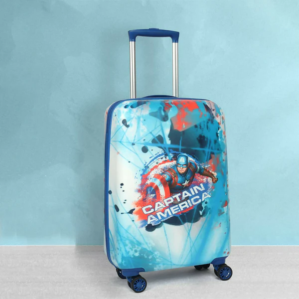 ZTH138 Novex Marvel Captain America Kids Polycarbonate Trolley Bag for Boys Travel Luggage with Spinner Wheel (18 Inch)
