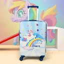 ZTH140 Novex Unicorn Rainbow Blue Travelling Kids Trolley Bags for Girls Luggage 4 Wheels ( 18 Inch)