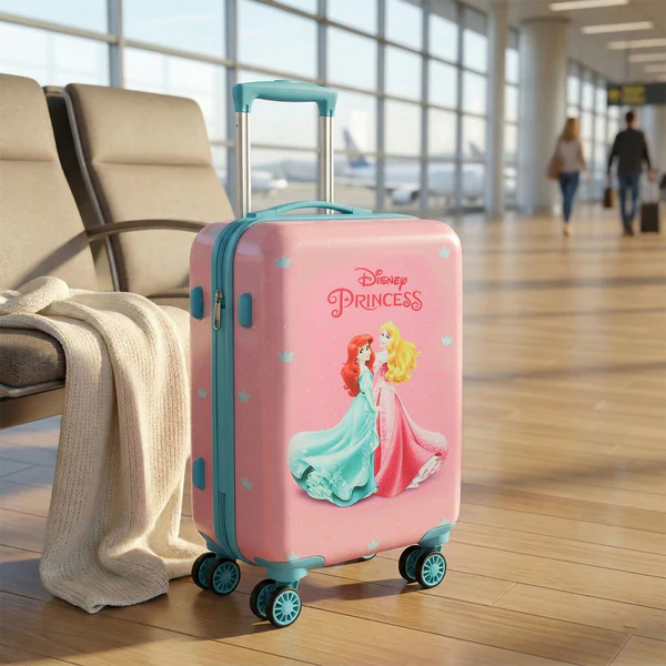 ZTH143 Novex Disney Princess Pink Travelling Kids Trolley Bags for Girls Luggage 4 Wheels ( Blue/22 Inch)