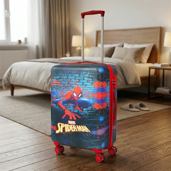 ZTH144 Novex Marvel Spiderman Red Kids Polycarbonate Trolley Bag for Boys Travel Luggage with 4 Spinner Wheel (22 Inch)