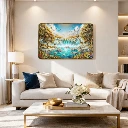 ZTH154 Premium 3D Waterfall Wall Décor with Golden Frame