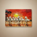ZTH155 Seven Running Horses Sunrise Wall Art for Living Room Decor Frame