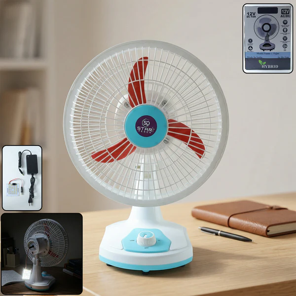 ZTHS4 OMEGA 12V Rechargeable Table Fan with LED Light (1 Pc)