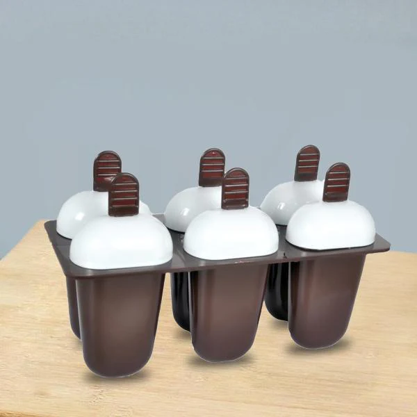 ZTHS16 Plastic Ice Candy Maker Kulfi Maker Moulds Set with 6 Cups (Multicolour)