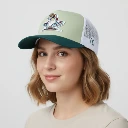 ZTHS19 Stylish Green Mesh Back Adjustable Cap with Embroidered Frog Patch Breathable Fashion Cap for Men & Women
