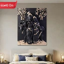 ZTH158 Premium Radha Krishna 3D Wall Art Frame Divine Black & Gold Finish Spiritual Home Decor