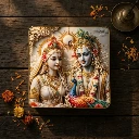 ZTH159 3D Radha Krishna Premium Crystal Wall Decor Frame Artistic Finish (12x12 Inch)