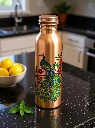 ZTHS26 Pure Copper Water Bottle Leak Proof Peacock Design For Dining (1000ml)