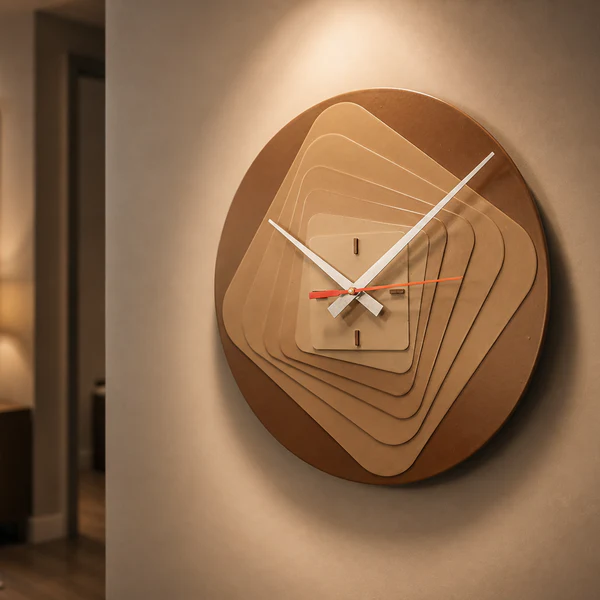 ZTH162 Modern 7 Layer Wooden Wall Clock For Living Room, Bedroom & Office Decor