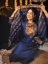 ZTF5 Tibra Attire Women Cotton Blend Kurti Pant Dupatta Set || Navy Blue Color