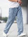 ZTF14 Men’s Light Blue Loose Fit Denim Jeans – Trendy Casual Streetwear