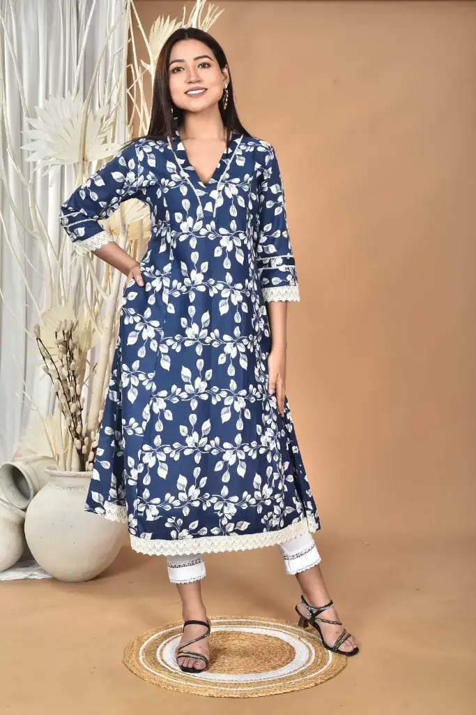 ZT3 Women's Premium Quality Pure Cotton Gown Kurti.
