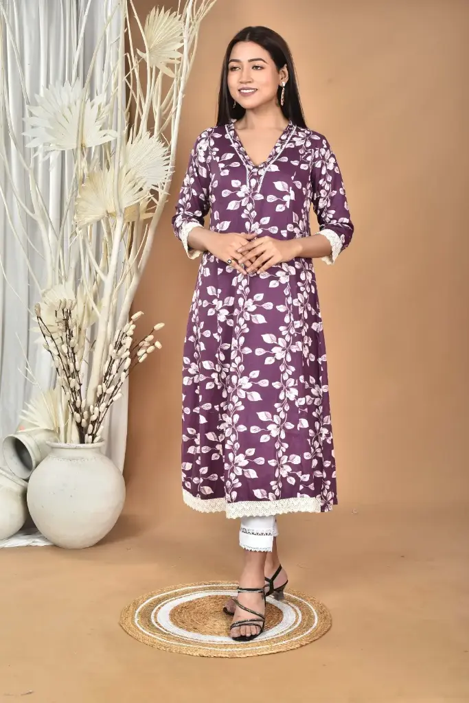 ZT4 Women's Premium Quality Pure Cotton Gown Kurti.