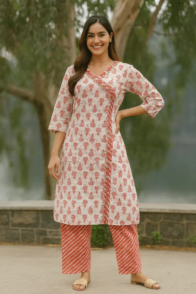 ZT10 Women's Premium Quality Pure Cotton Kurti With Pant Set