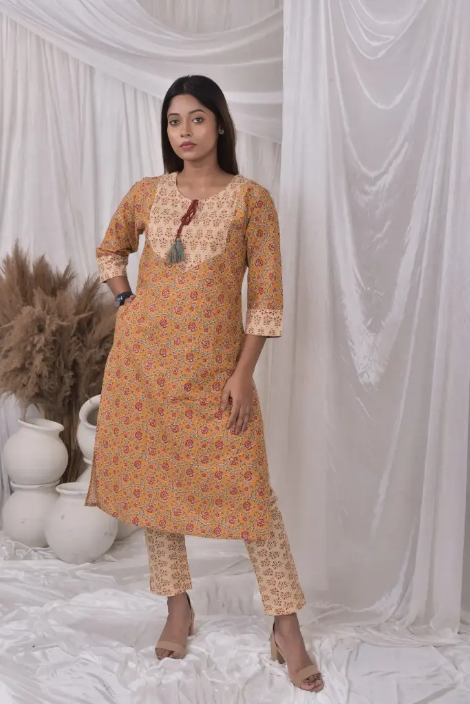 ZT11 Women's Premium Quality Pure Cotton Kurti With Pant Set