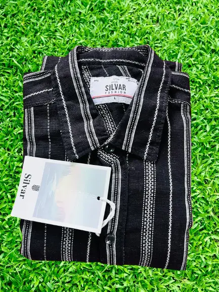 ZT1 Men's Regular Fit Striped Spread Collar Casual Shirt