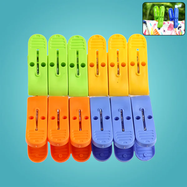 ZTH2 Multipurpose 12 Pcs Cloth Clips (Multicolour) 