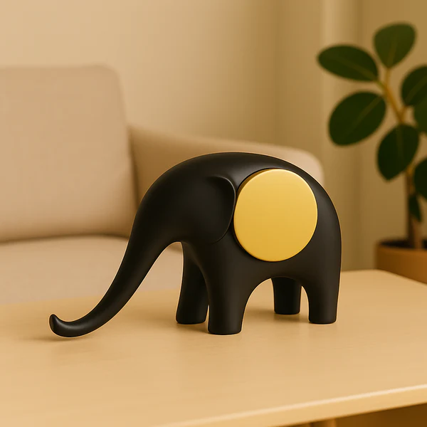 ZTH13 Home Decor Black Elephant Figurine with Gold Accent (1 Pc)