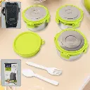 ZTH30 Stainless Steel Tiffin Lunch Box Container with / Dabba with 4 Side Clip Lock Lid