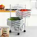 ZTK5 Premium 3-Layer Hexagon Kitchen Storage Trolley with Wheels (1Pc)