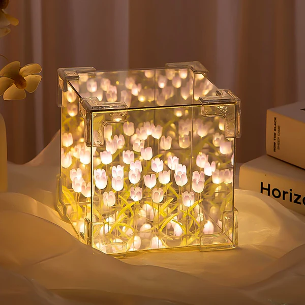 ZTC9 Cube Tulip Night Lamp | Led Decorative Nights Lamp (Multicolor & Design / 1Set)