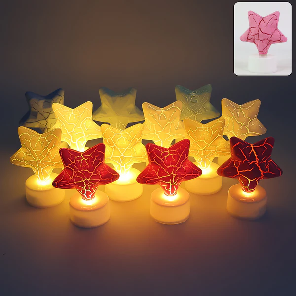 ZTC15 Star Shape Decorative LED Tealight Candles (12Pc & With 4 Colors)