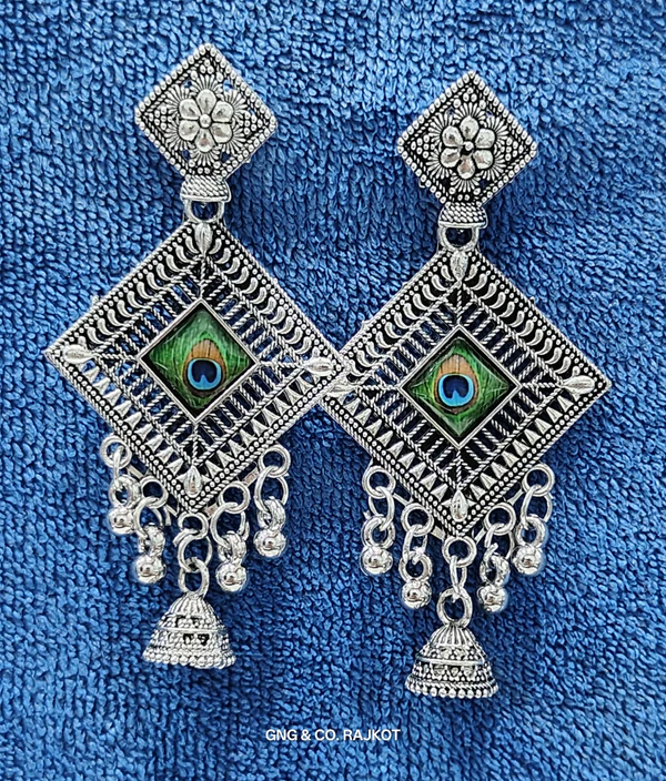 ZTJ4 Silver Peacock Earrings