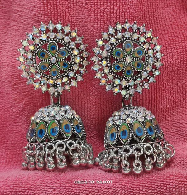 ZTJ6 Silver Peacock Jhumka