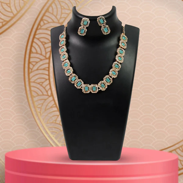 ZTJ9 Celestial Elegance White and Sky Blue Diamond Necklace