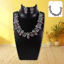 ZTJ14 Elegant Purple and White Diamond Necklace Set