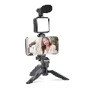 ZTE10 Vlogging Kit for Video Making Mic Mini Tripod Stand, LED Light & Phone Holder Clip
