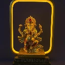 ZTH64 Premium Golden Ganesh Idol LED Night Lamp with Rectangular Frame