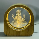 ZTH65 Ganesh LED Crystal Night Lamp with Wooden Base for Home Décor