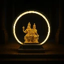 ZTH69 Golden Shiv Parvati Ganesh LED Table Lamp with Decorative Ring Light | Spiritual Home Decor Night Lamp