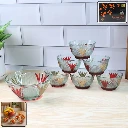 ZTK30 Rose glass Multipurpose Pudding / Dessert / Ice Cream Bowl Set for Home (Set Of 7pc) 