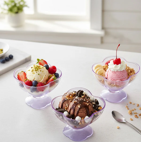 ZTK32 Modern Style Dessert & Ice Cream Bowl Plastic 6Pcs For Home, Office, Party 