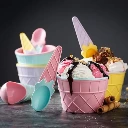 ZTK33 Premium Ice Cream Waffle Spoon Bowl Set (6-Piece , Color Box)