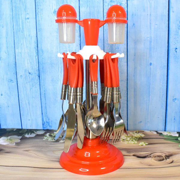 ZTK34 Luxury Cutlery Set for Dining Table Stainless Steel 26-Piece Set With Stand (1 Set)