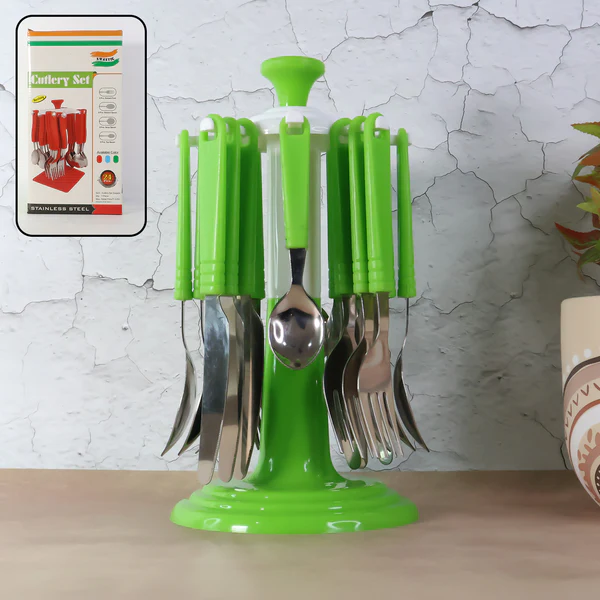 ZTK35 Stainless Steel Cutlery Set with Stand - (24 Pc)