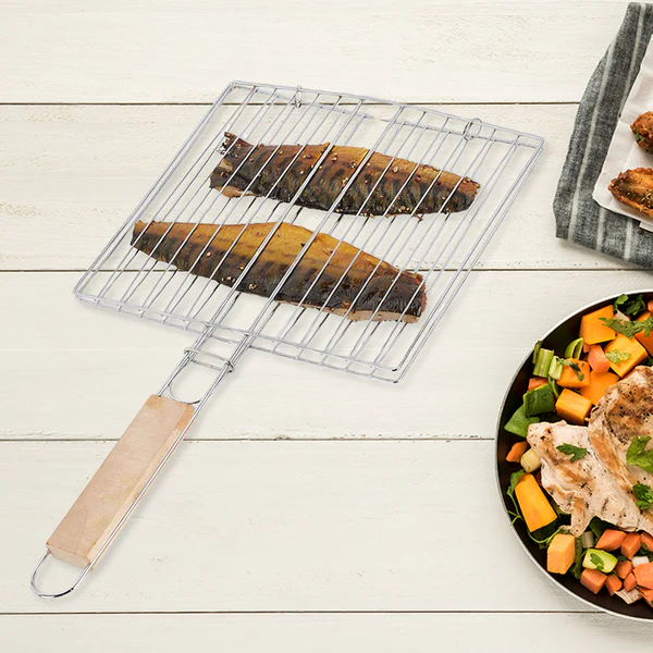 ZTK40 Kitchen Square Roaster Grill Barbecue Grill with Wooden Handle