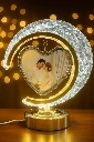 ZTSG2 Crescent Moon LED Table Crystal Lamp with Hanging Heart-Shaped Rotating Photo Frame