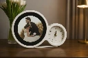 ZTSG3 Personalized Dual-Ring Wedding Photo Frame with Analog Clock Gift for Couples