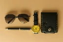 ZTSG12 Stylish 4-in-1 Men’s Gift Set with Yellow Dial Watch, Black Wallet, Sunglasses & Metal Pen