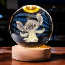 ZTH75 3D Crystal Cartoon Character Night Lamp with Wooden Base, USB Powered