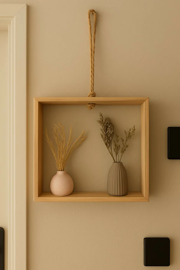 ZTH80  Minimalist Wall Hanging Wooden Frame with Dried Flower Arrangement