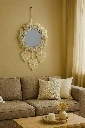 ZTH82 HOME DECOR Boho Macrame Wall Hanging Mirror with Leaf Tassels